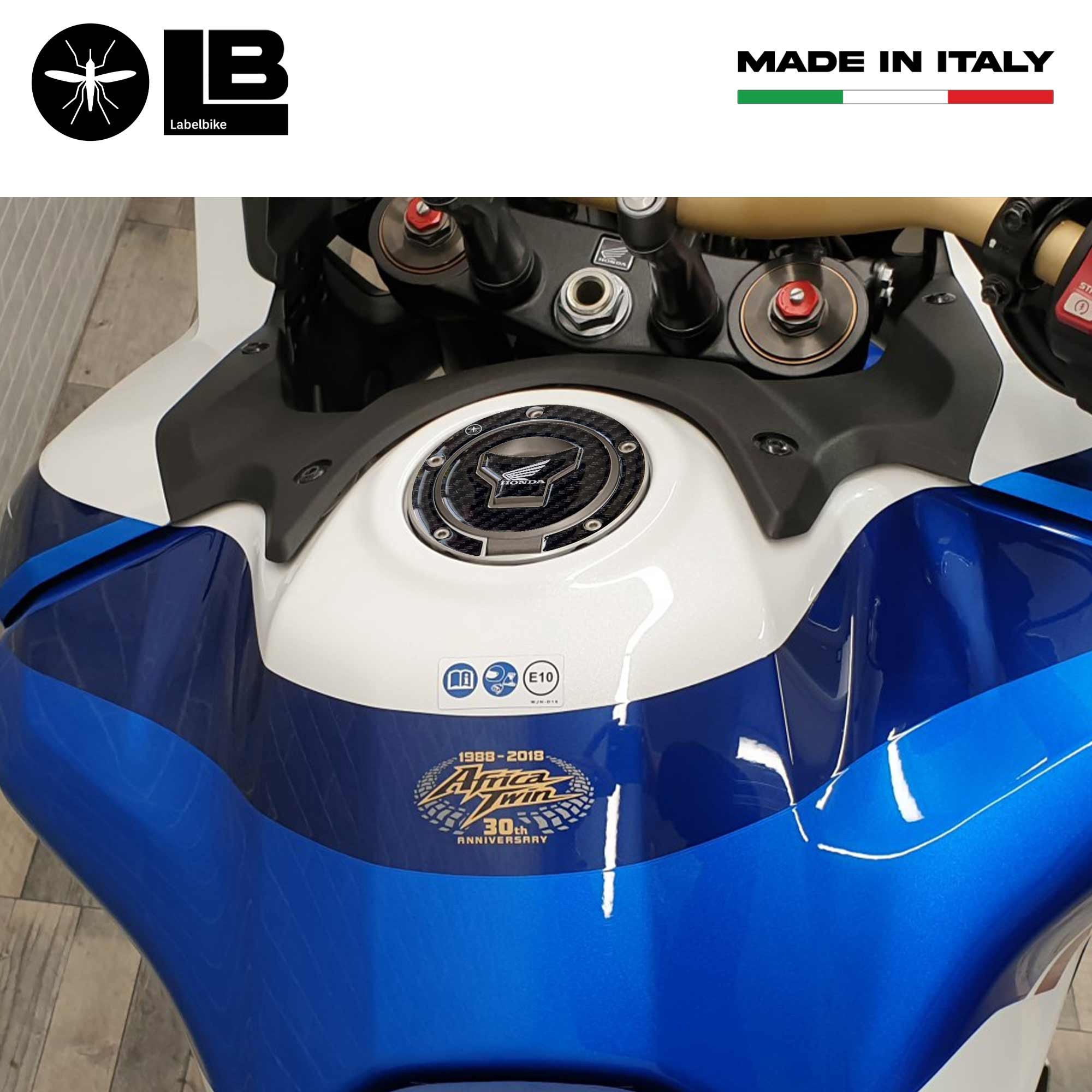 Adesivo Honda Protezione tappo serbatoio moto a 5 fori - Logo Honda Bianco