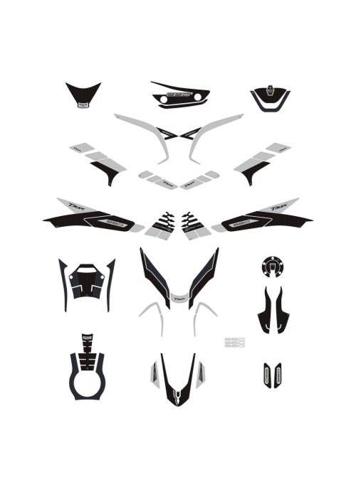 Kit de pegatinas 3D plateadas para protección de scooter compatible con Yamaha Tmax 560 2022