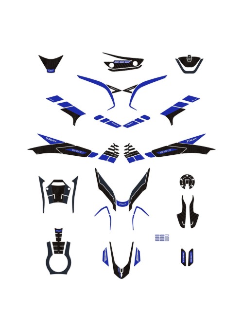 Kit de pegatinas 3D azules para protección de scooter compatible con Yamaha Tmax 560 2022-2023