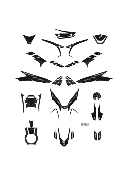 Kit de pegatinas 3D negras para protección de scooter compatible con Yamaha Tmax 560 2022-2023