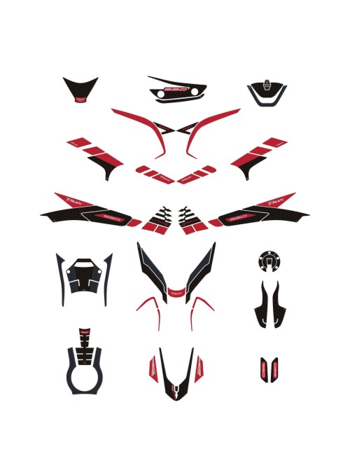 Kit de pegatinas 3D rojas para protección de scooter compatible con Yamaha Tmax 560 2022-23