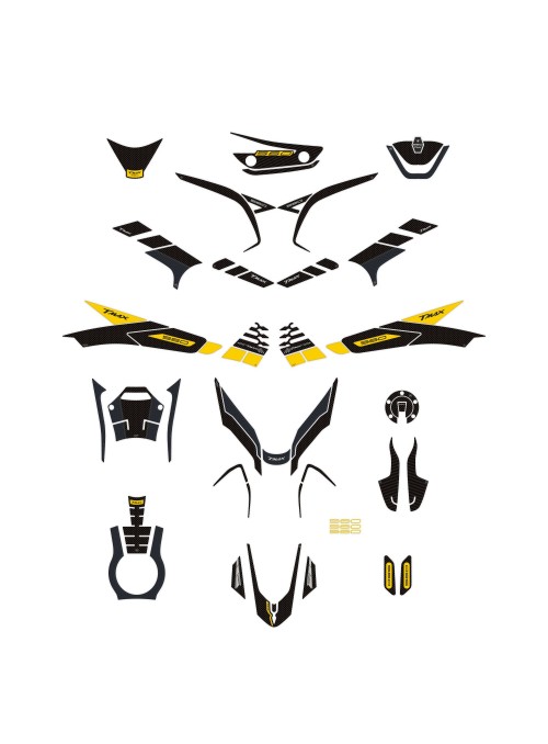 Kit de pegatinas de protección scooter 3D amarillo compatible con Yamaha Tmax 560 2022-23