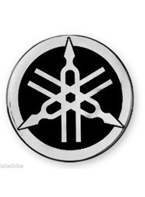 1 3D TUNING FORK RESIN STICKER for YAMAHA SCOOTER and MOTORCYCLE - 50 mm Black-Silver