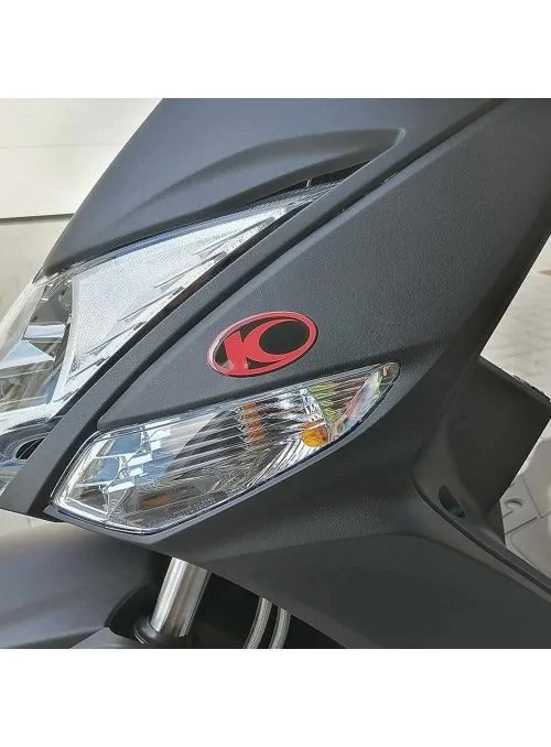 2 ADESIVI in RESINA gel 3D compatibili per scooter Kymco Xciting Nero-ROSSO New