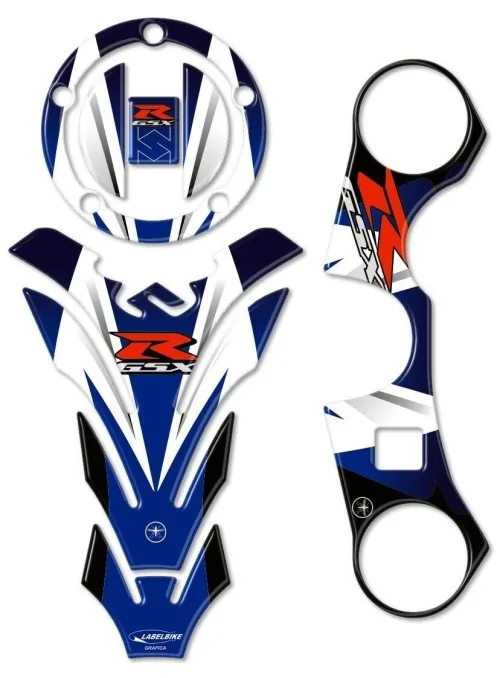 ADESIVI 3D BLU PROTEZIONI GSX-R compatibili per MOTO suzuki GSXR 600-750 2006-2016